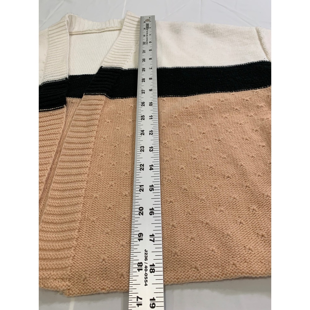 Colorblock‎ Cropped Cardigan White Black Peach Pointelle Knit Open soft girl - Picture 7 of 7